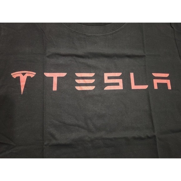 Tesla Red Logo Cotton T-Shirt Black Small NWT - Picture 2 of 6
